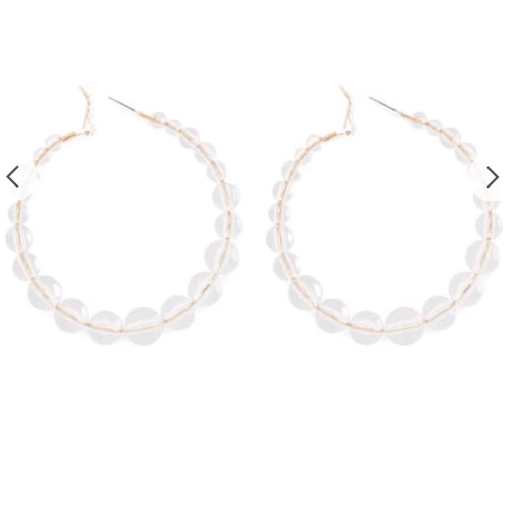 NEW - Forever 21 Clear Beaded Hoop Earrings